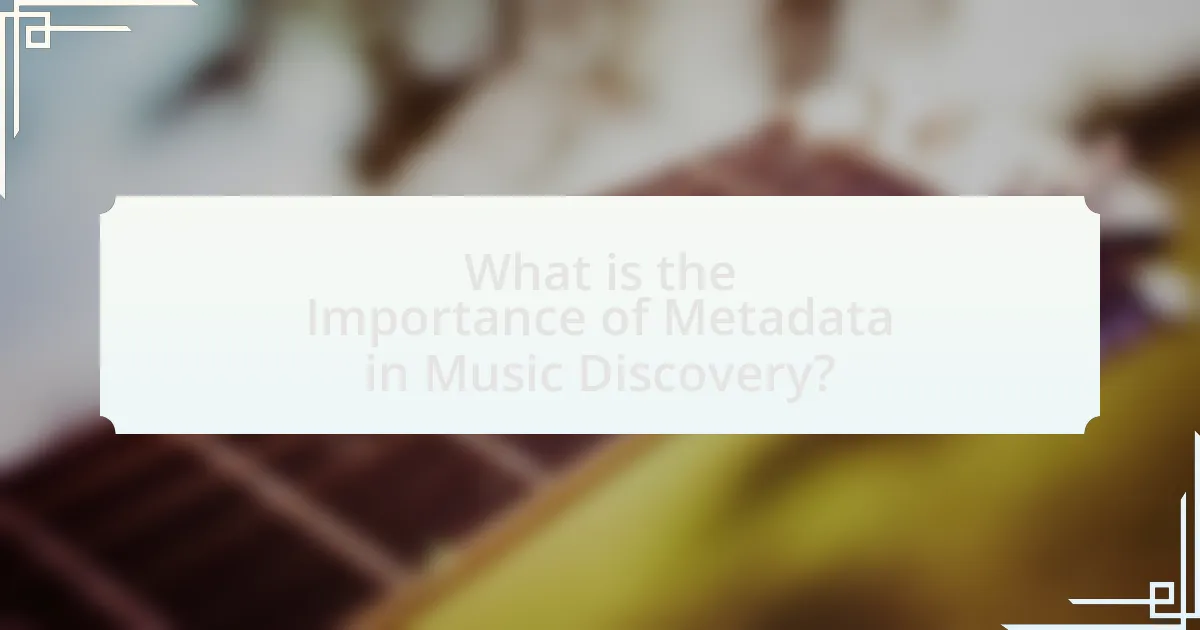 What is the Importance of Metadata in Music Discovery?